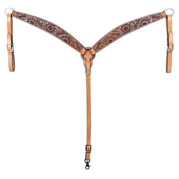 HILASON Western Horse Hand Carved American Leather Breast Collar Headstall